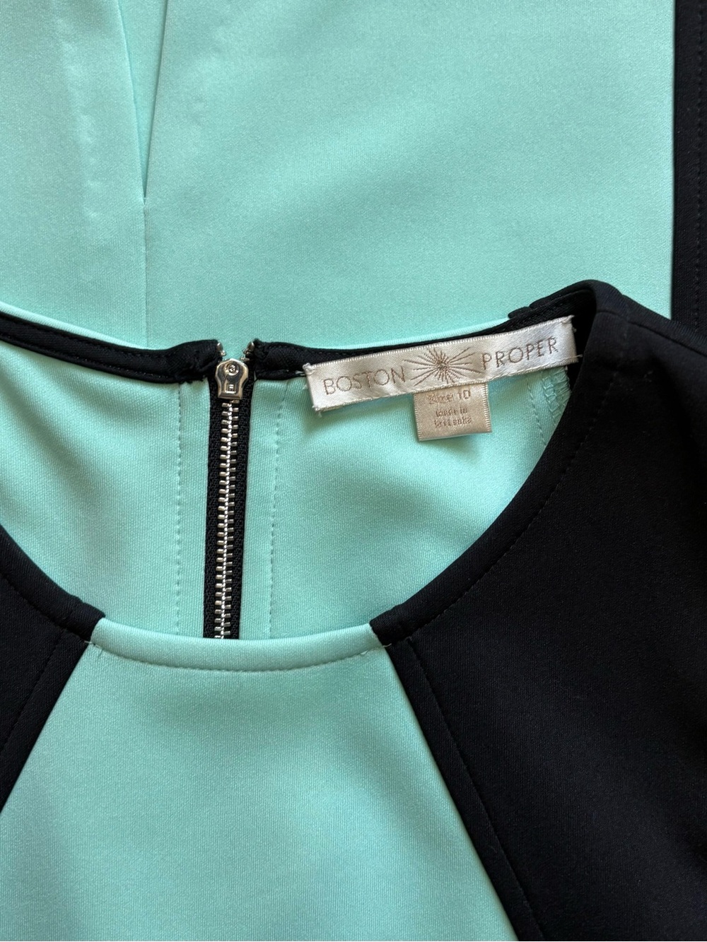 Boston Proper Black Mint Sleeveless Colorblock Sheath Dress Size 10 Bodycon - Picture 3 of 3